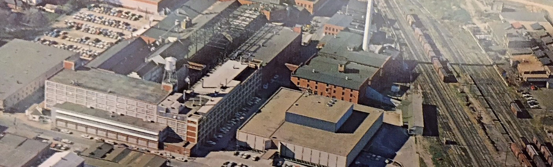 Aerial shot of the buildings in early 1900s